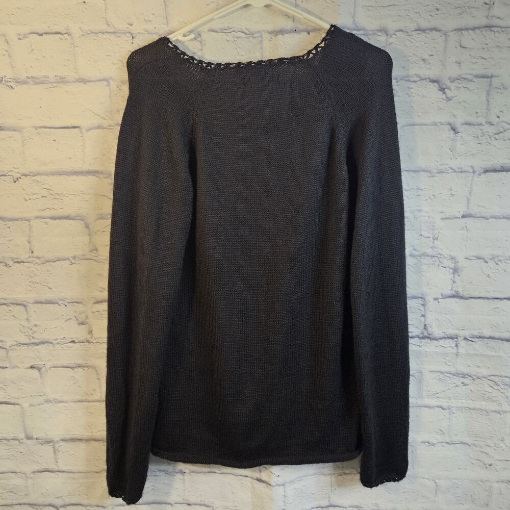 GAMBOA Sweater Size L Large? Black Alpaca Wool V-neck Long Sleeve - Picture 2 of 4